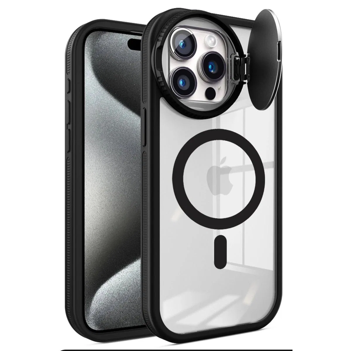 Apple İphone 14 Pro Max Kılıf Teleskop Lens Magsafe Silikon Kapak - Siyah