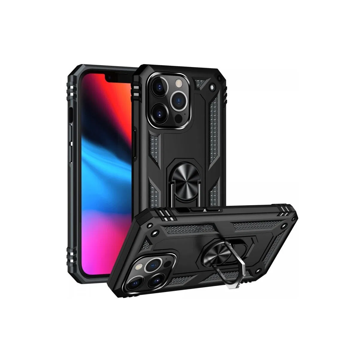 Apple İphone 14 Pro Kılıf Sofya Yüzüklü Silikon Kapak - Siyah