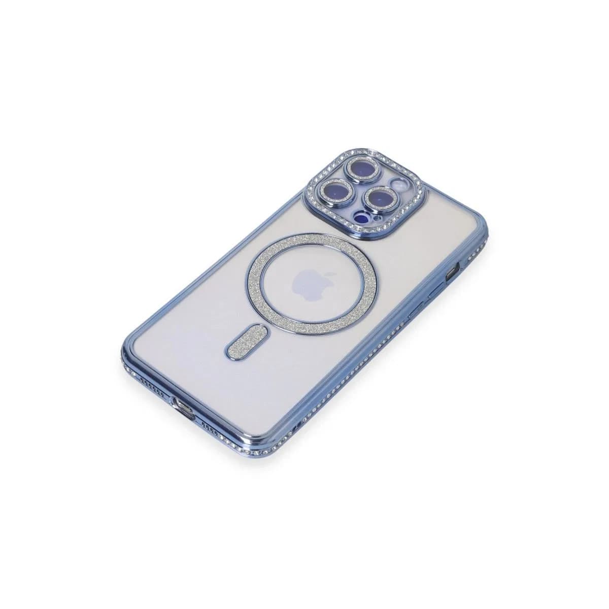 Apple İphone 15 Pro Kılıf Joke Simli Magneticsafe Kılıf - Mavi