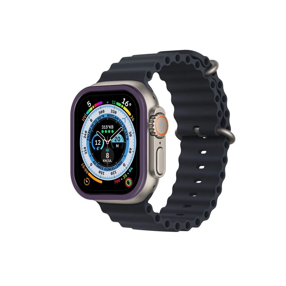 Apple Watch Ultra 49mm Alüminyum Kasa Cam Ekran Koruyucu - Mor