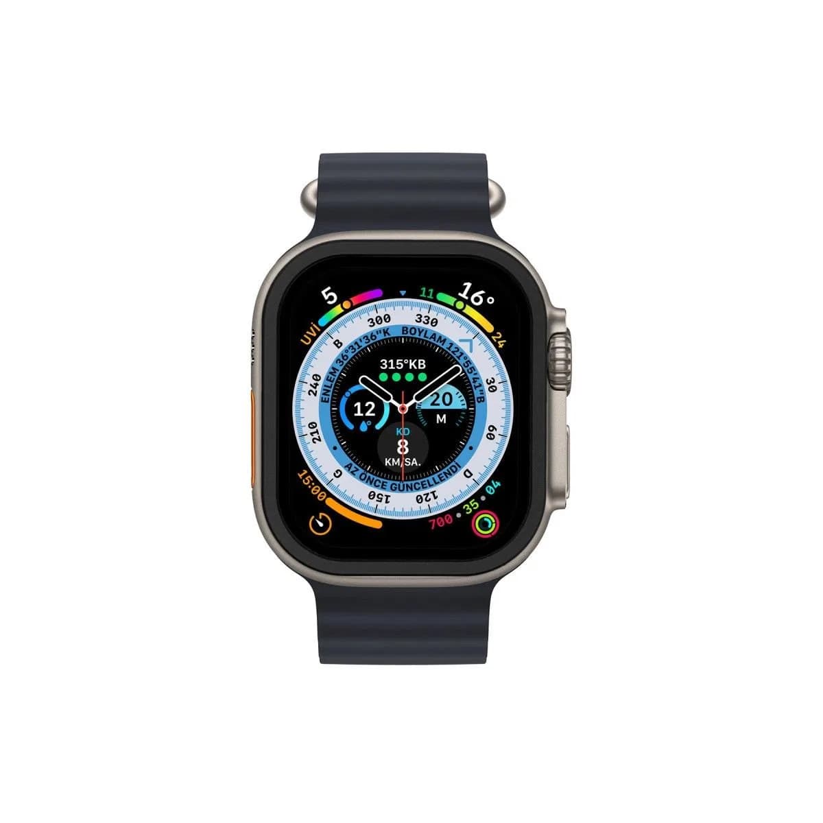 Apple Watch Ultra 49mm Alüminyum Kasa Cam Ekran Koruyucu - Siyah