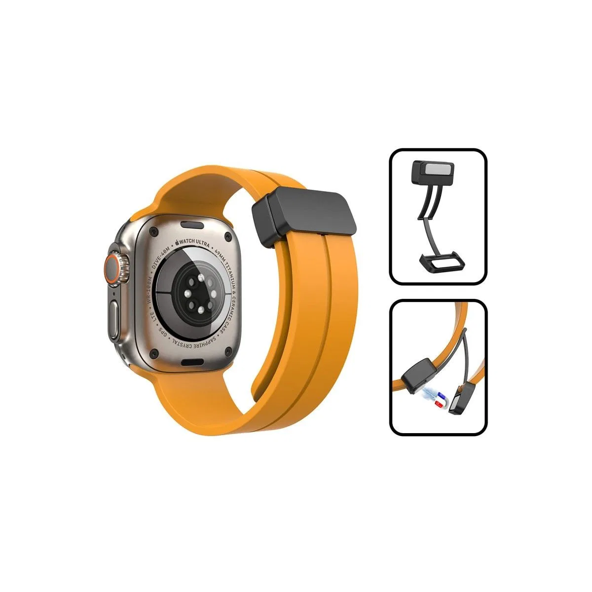 Apple Watch 42mm Kr412 Elegance Stylısh Kordon (saat Değildir) - Turuncu