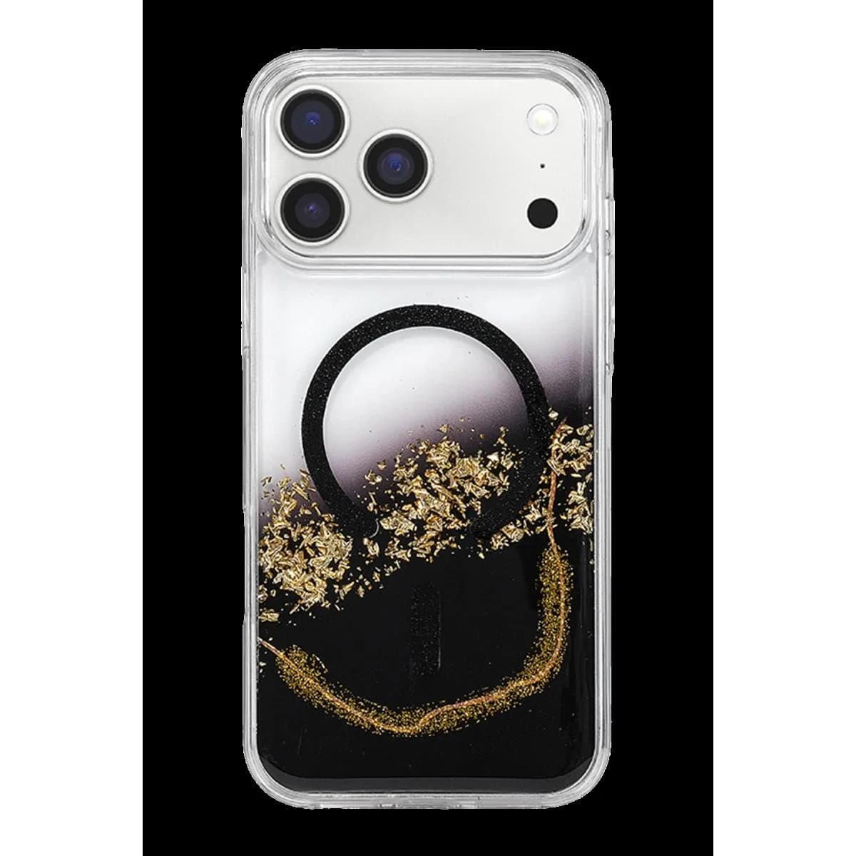 Onegif Apple İphone 17 Pro Lotus Simli Magsafe Kapak - Siyah