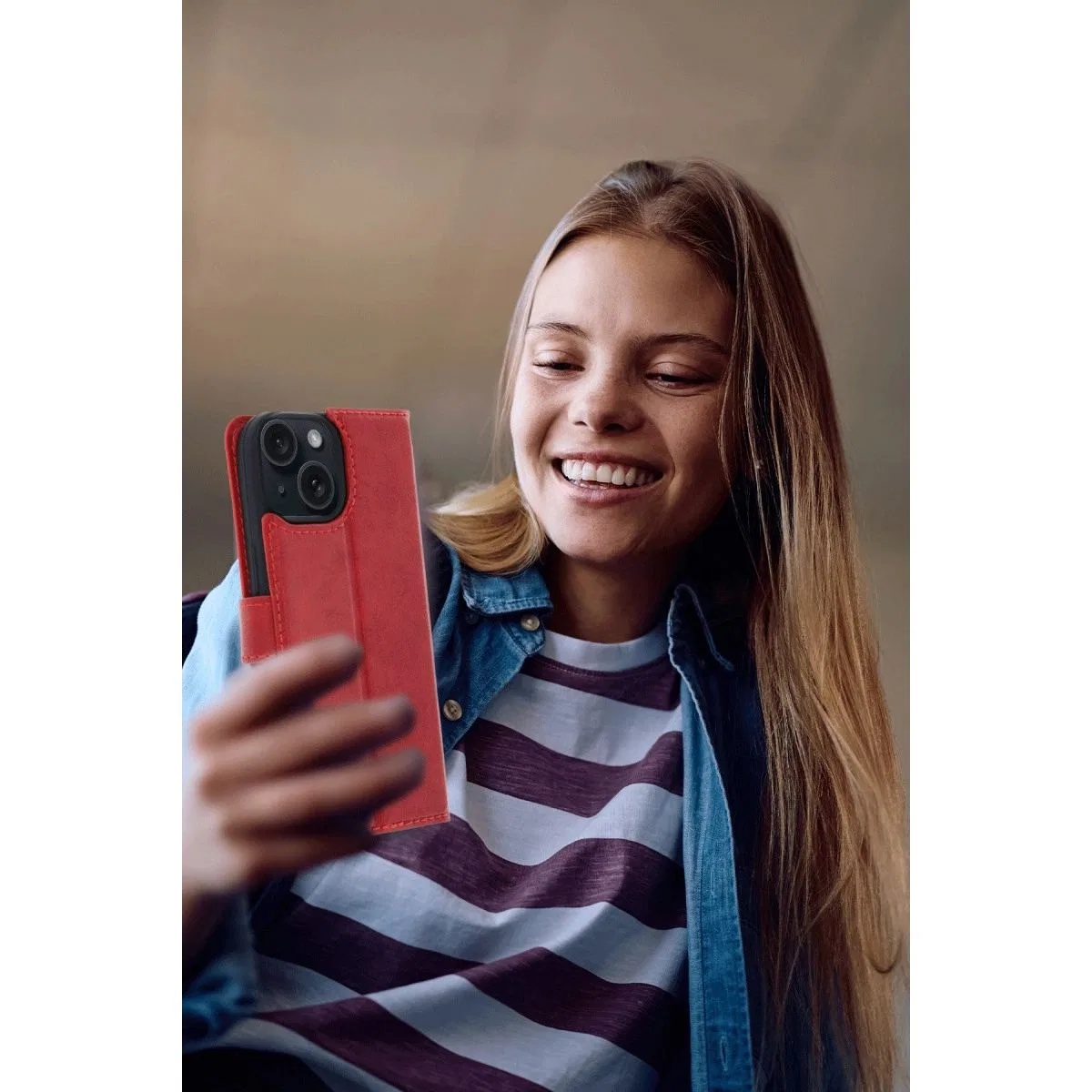 Apple İphone 15 Trend S Plus Kapaklı Kılıf - Lacivert
