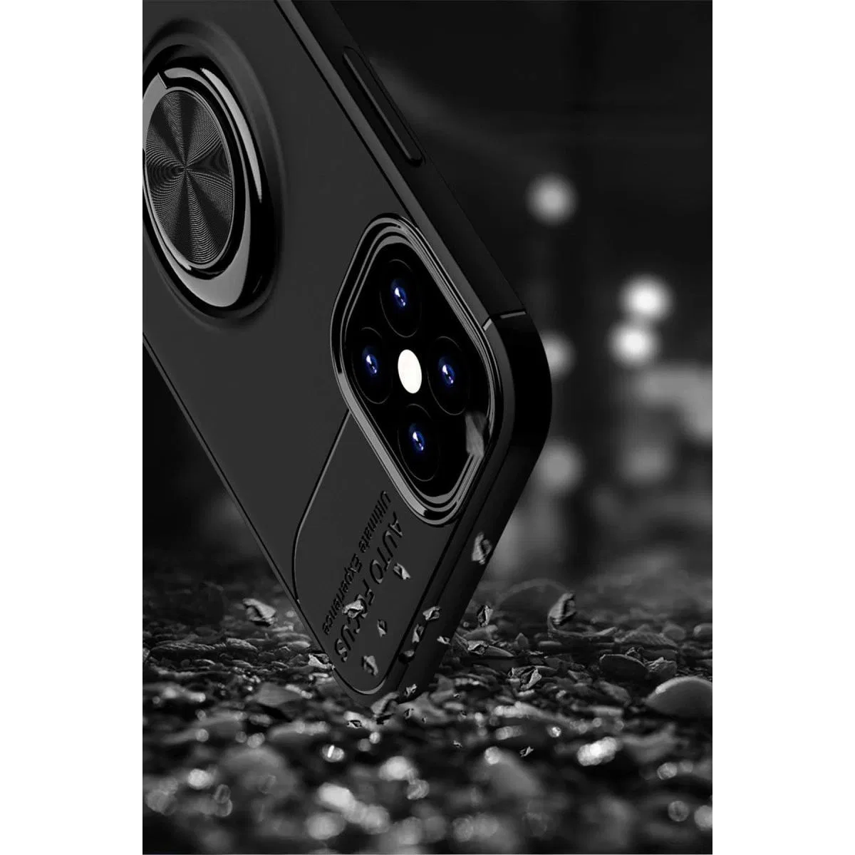 Apple İphone 12 Mini Kılıf Range Yüzüklü Silikon - Siyah-kırmızı