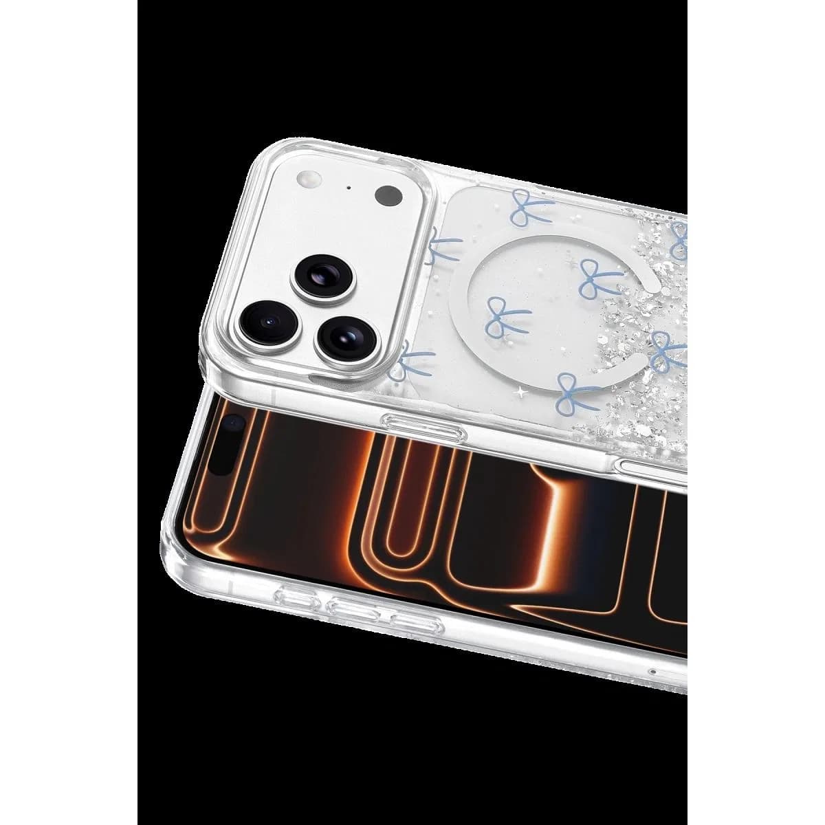 Onegif Apple İphone 17 Pro Misk Simli Magsafe Kapak - Desen 3