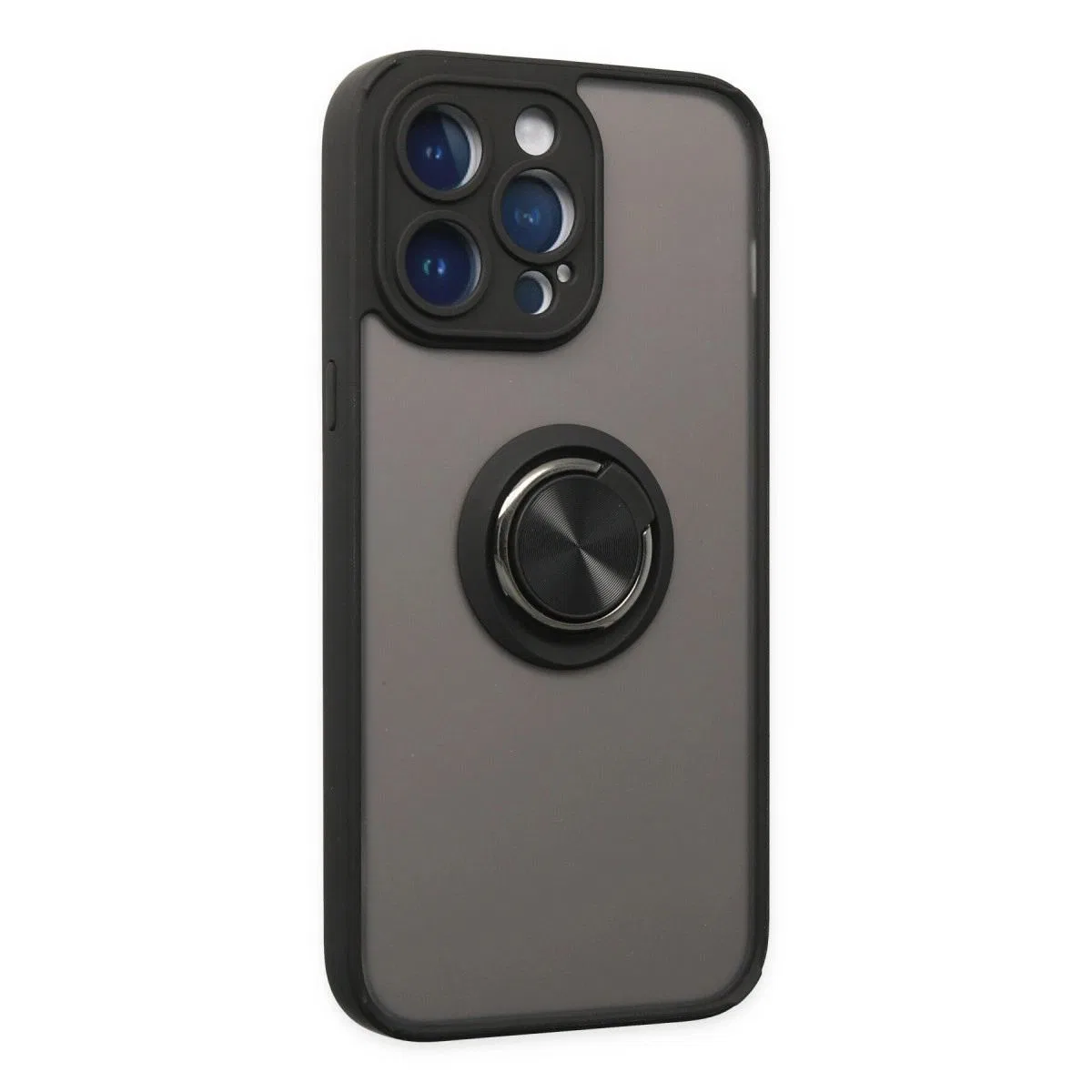 Apple İphone 14 Pro Max Kılıf Montreal Yüzüklü Silikon Kapak - Siyah