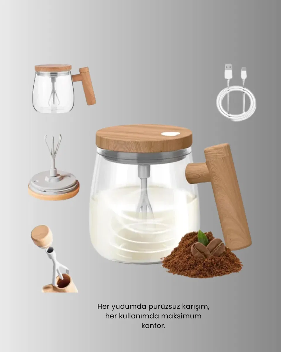Manyetik Karıştırıcı Kupa – 400 ml, C Tipi Şarjlı, Akıllı Tasarım Yeni Nesil