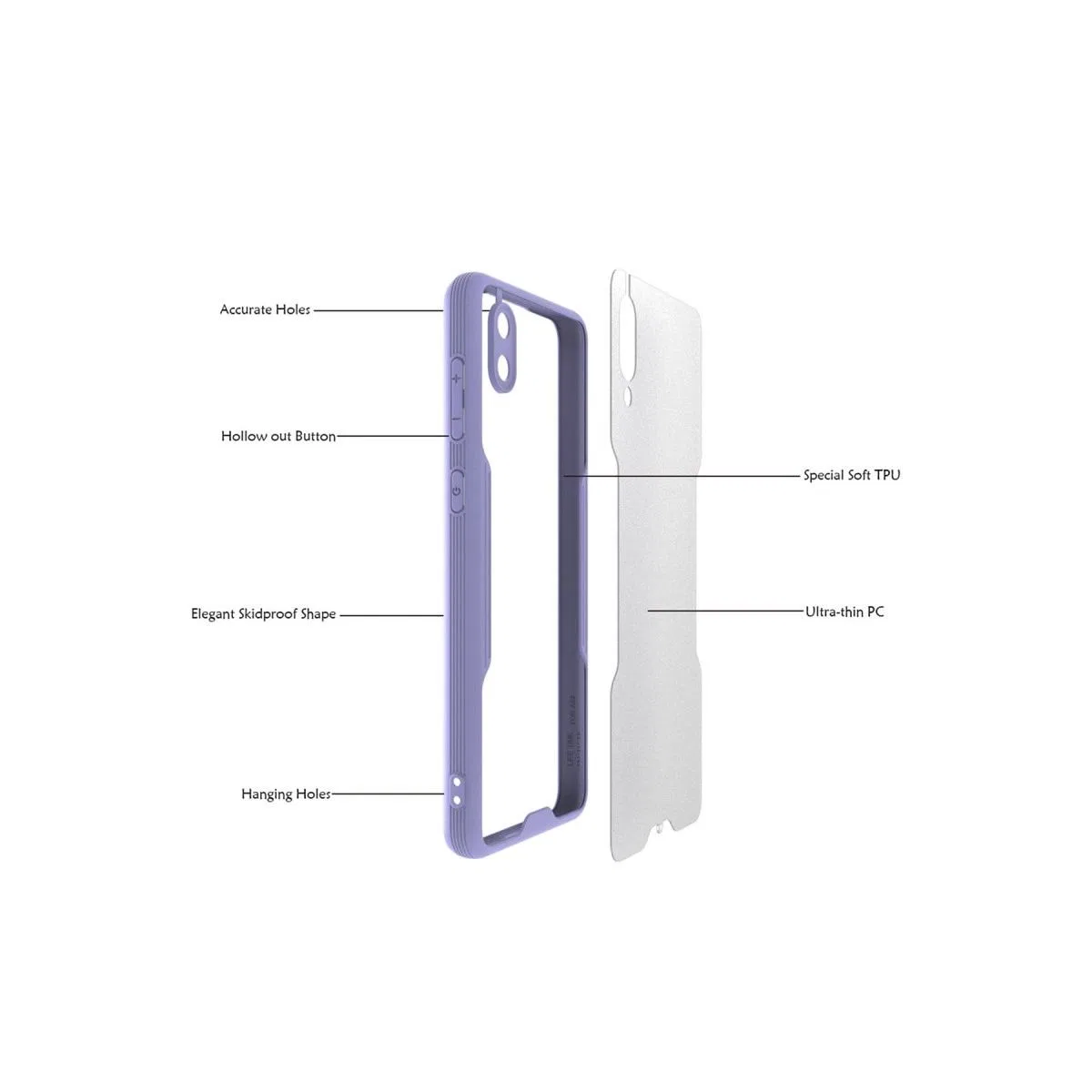 Samsung Galaxy A02 Kılıf Platin Silikon - Lila