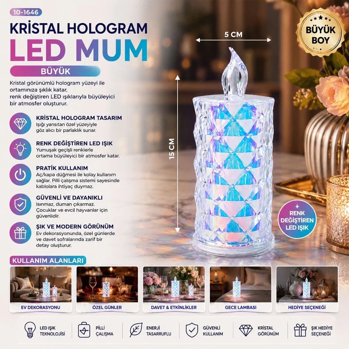 LED mum mika kristal