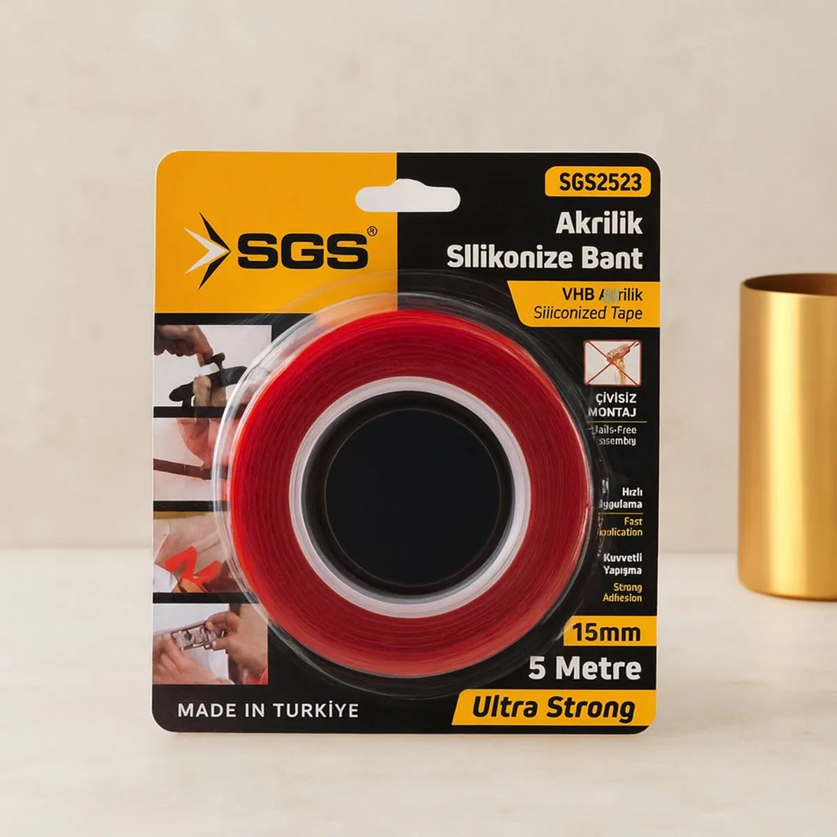 Akrilik Silikonize Çift Taraflı Bant 15 mm x 5 yd