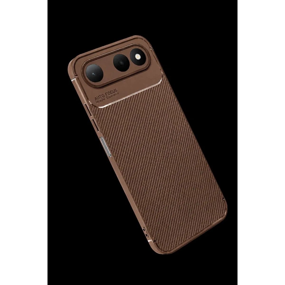 Newface Tecno Spark 50 5g Auto Focus Karbon Kapak - Kahverengi