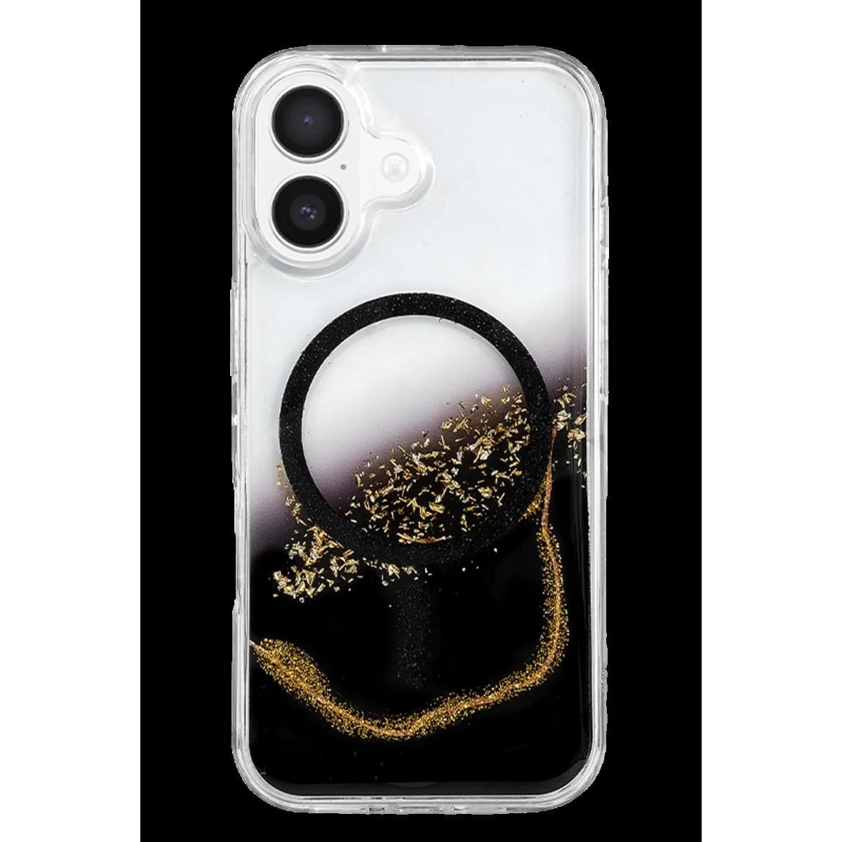 Onegif Apple İphone 16 Lotus Simli Magsafe Kapak - Siyah