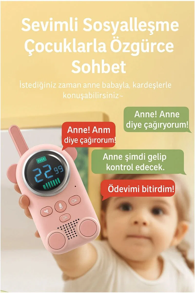 Çocuklar Için Kamp Yürüyüş El Telsizi Şarj Edılebılır 3km Menzil Mavi