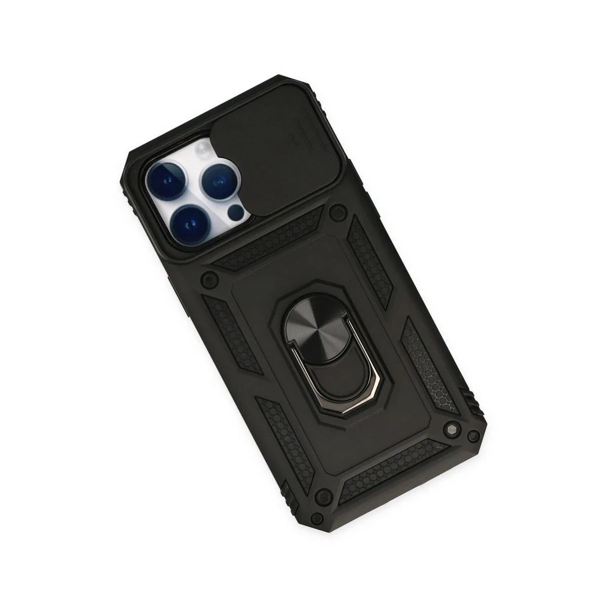 Apple İphone 14 Pro Kılıf Pars Lens Yüzüklü Silikon - Siyah