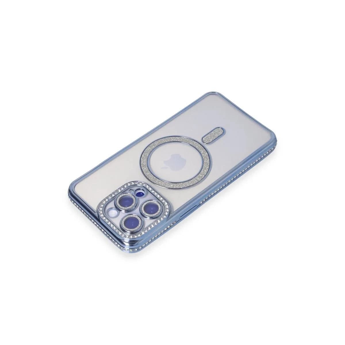 Apple İphone 15 Pro Max Kılıf Joke Simli Magneticsafe Kılıf - Mavi