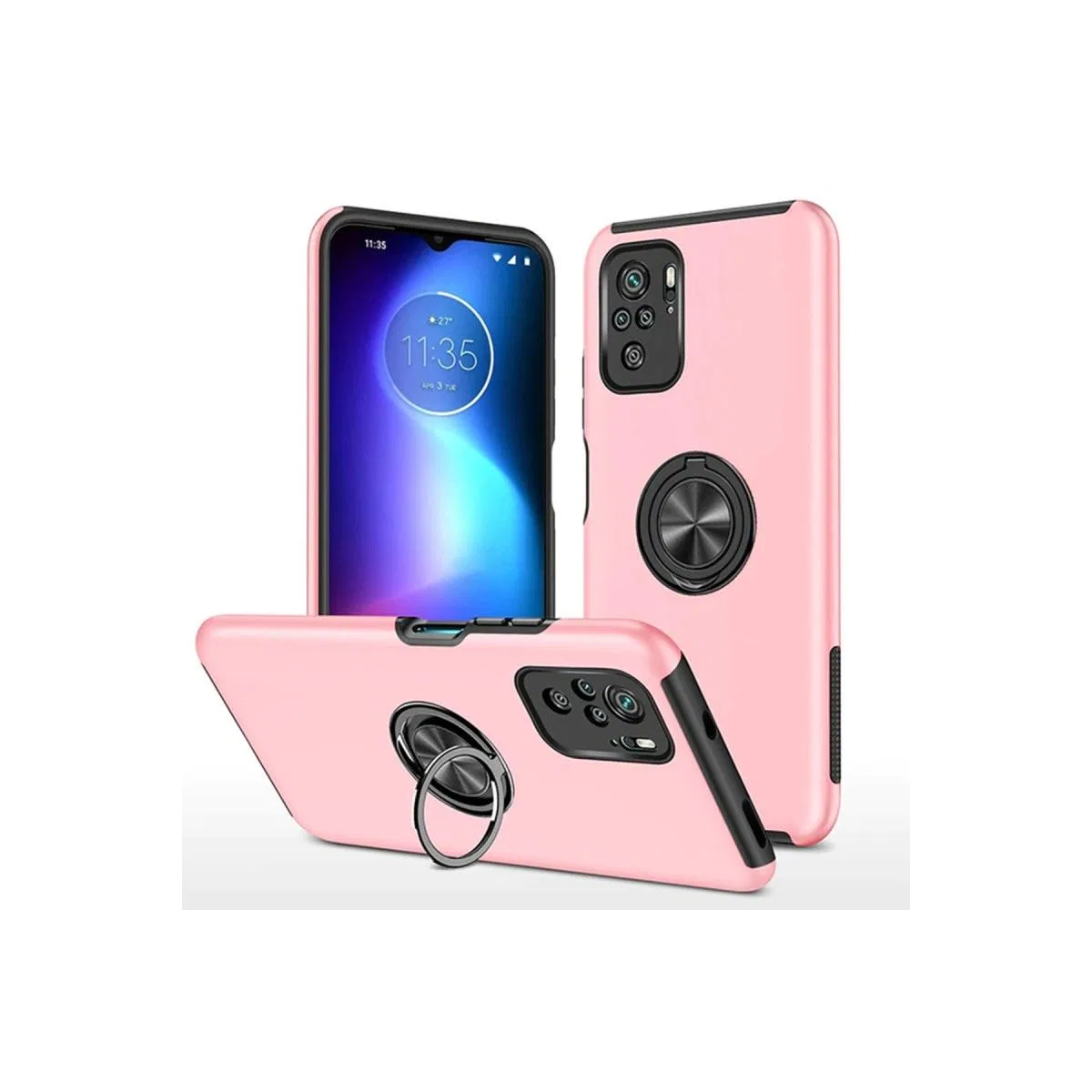 Xiaomi Poco F3 Kılıf Elit Yüzüklü Kapak - Pembe
