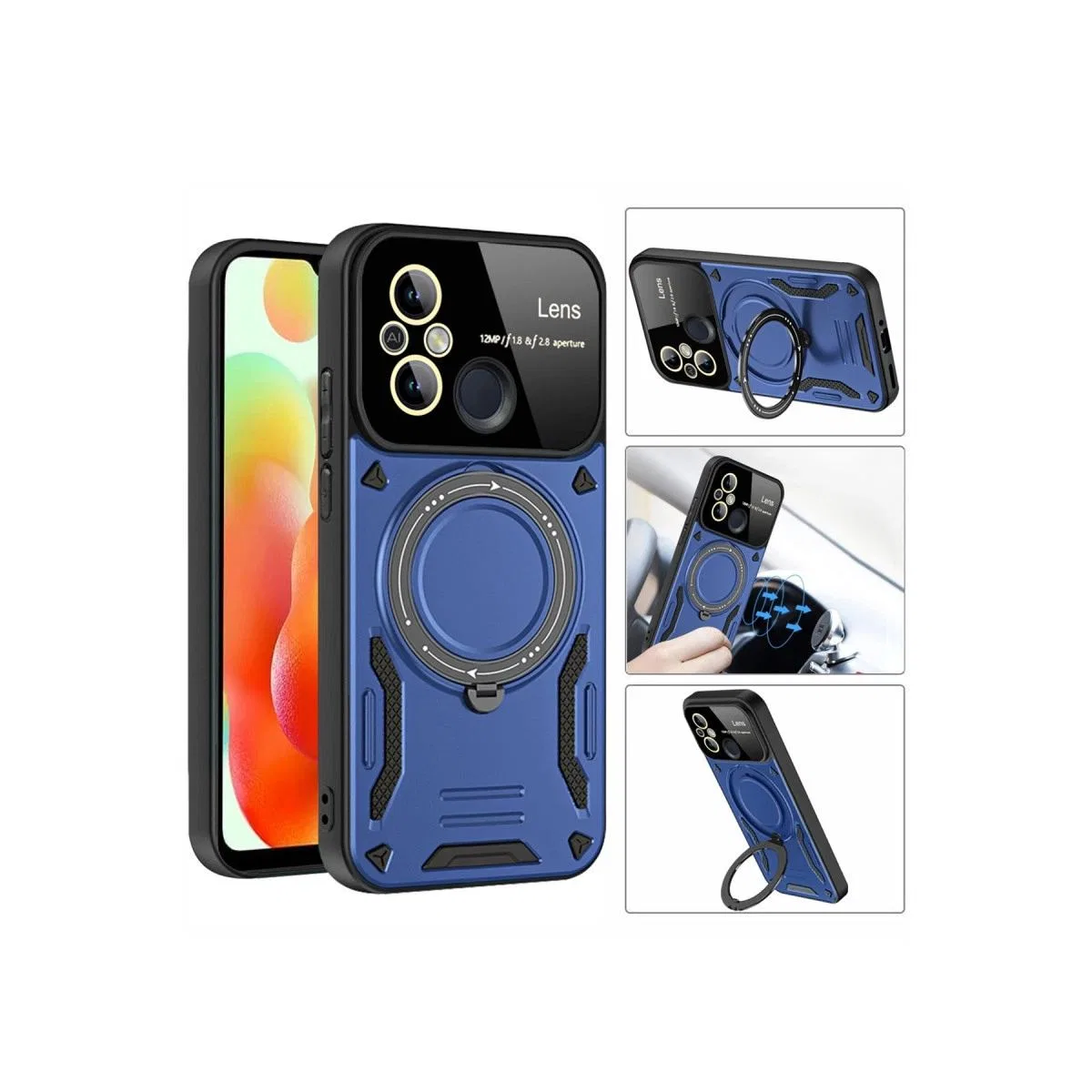 Xiaomi Redmi 12c Kılıf Joy Lens Standlı Kapak - Kırmızı