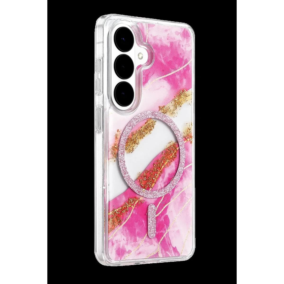 Onegif Samsung Galaxy S26 Lotus Simli Magsafe Kapak - Pembe