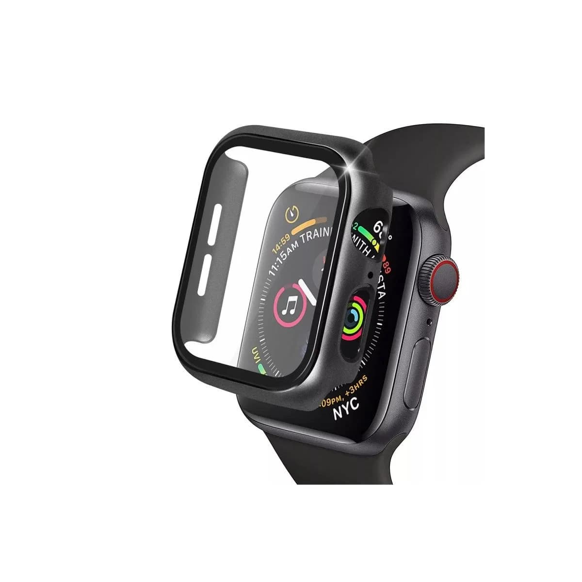 Apple Watch 40mm Camlı Kasa Ekran Koruyucu - Siyah