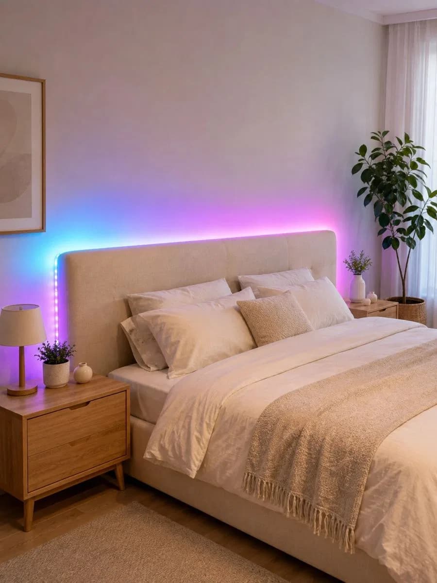 2835 Rgb Şerit Led 5 Metre 54 Led/m Uzaktan Kumandalı Renkli Dekorasyon Işığı