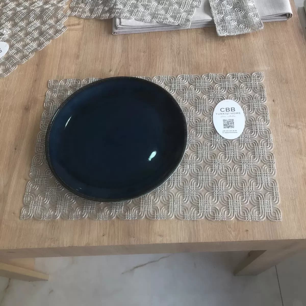 Sofra Takımı Orion Gardenya Keten Yemek Takımı 160x260 Masa Seti 26 Parça Runner Set Platin