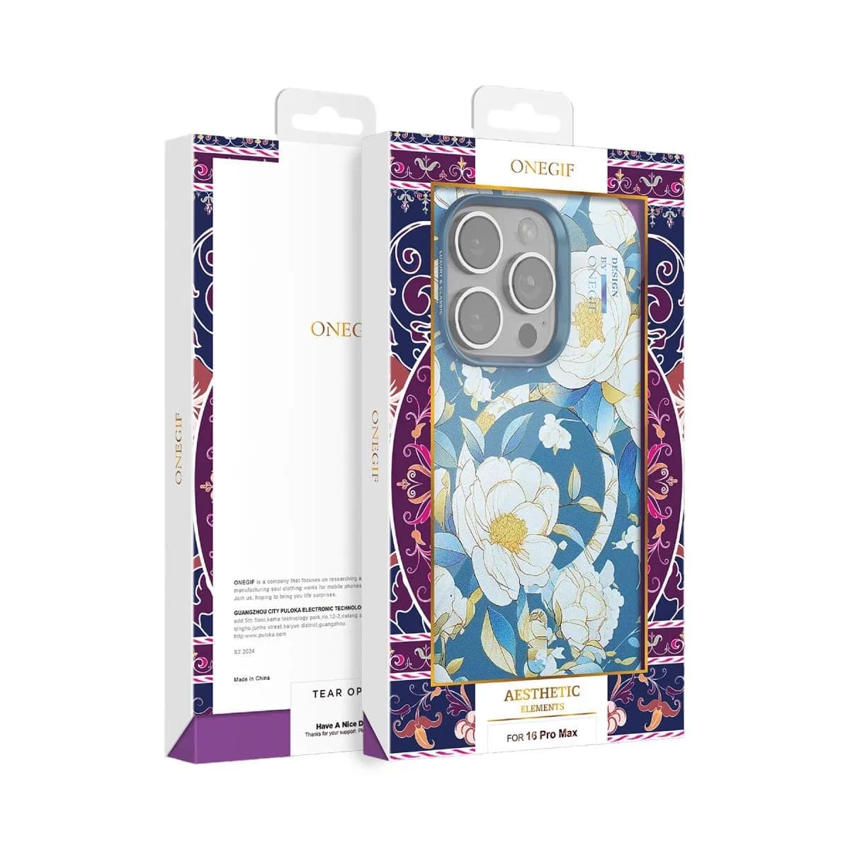 Onegif Apple İphone 14 Pro Flower Series Magsafe Kapak - Siyah