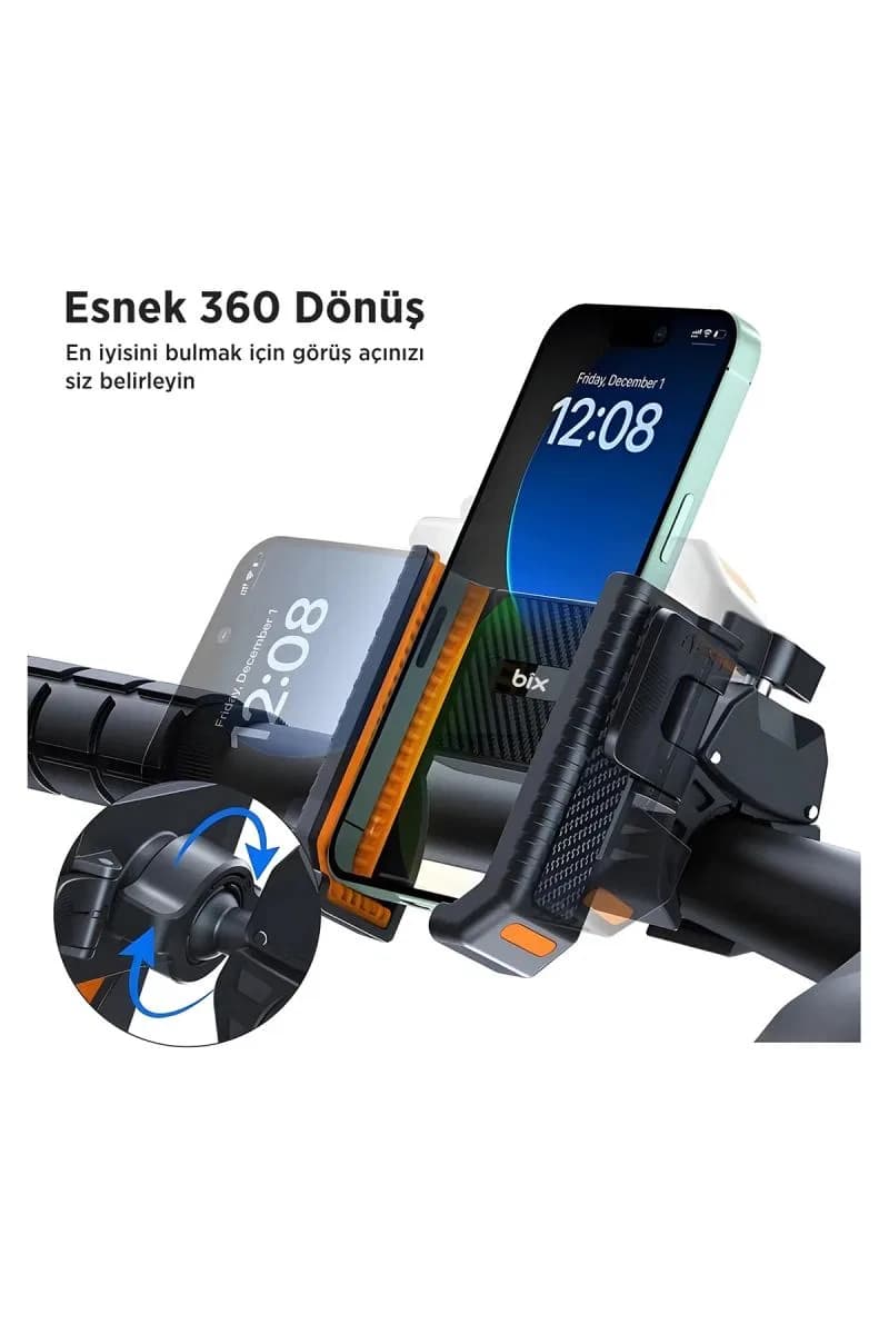 Gidon Bağlantılı Bisiklet Motosiklet İçin Esnek Abs 4-7. 8″ İnç Telefon Tutucu 360° Dönebilen Tasarım
