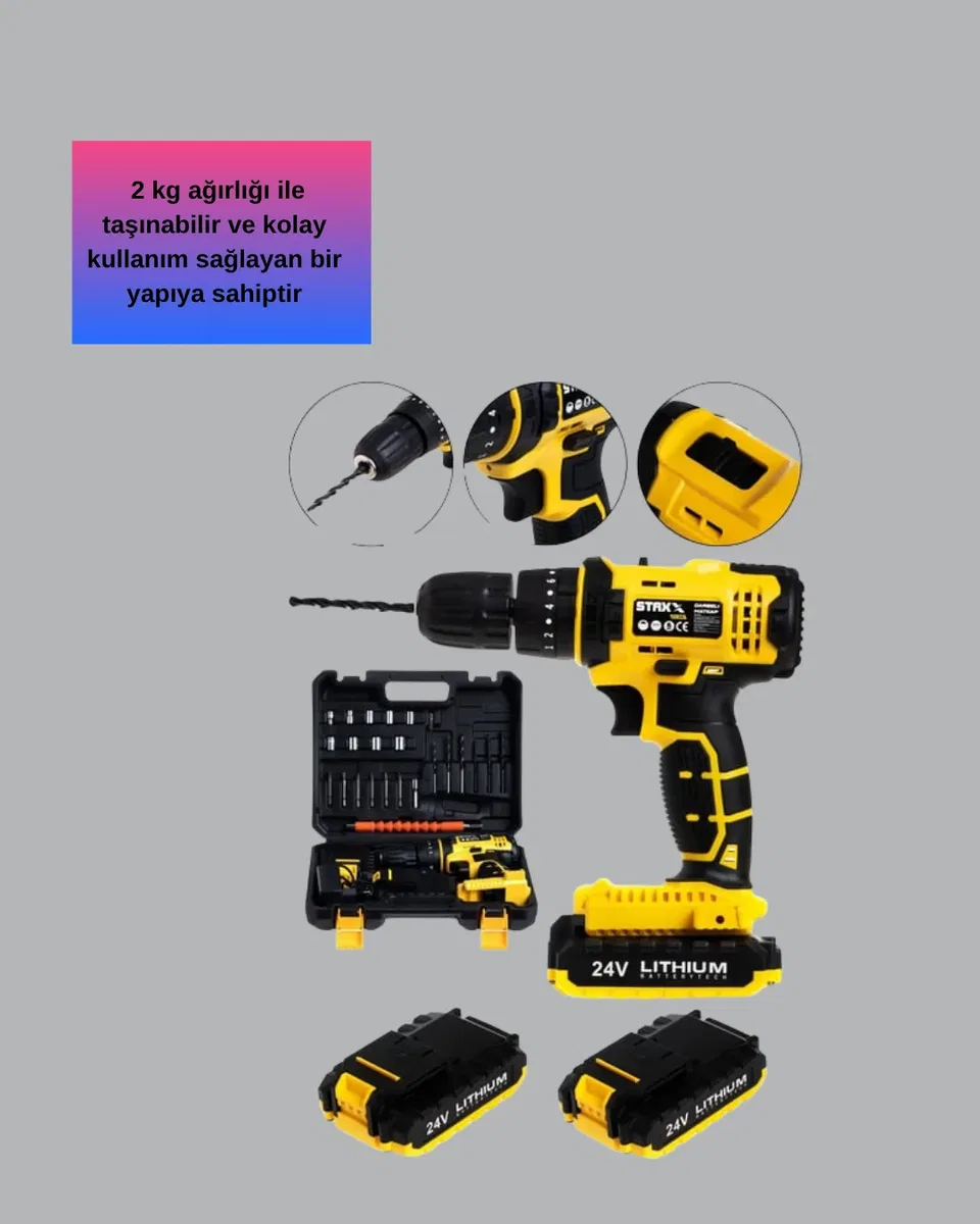 Ergonomik Tasarımlı 12V Matkap | 2 Vitesli, LED Aydınlatmalı ve Dayanıklı