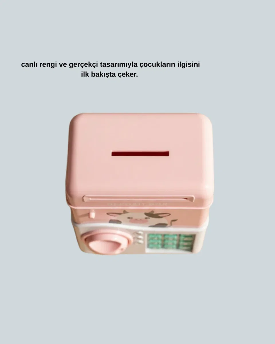 Pembe Elektronik Şifreli Otomatik Para Çeken ATM Kumbarası