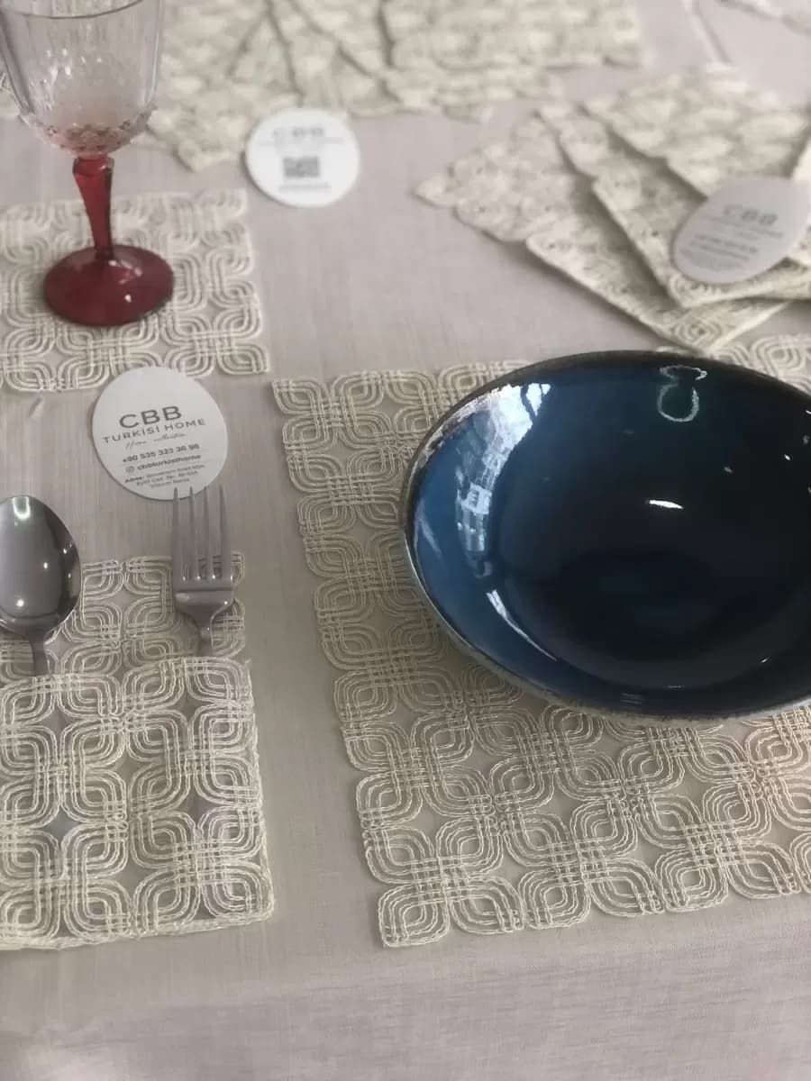 Sofra Takımı Orion Gardenya Keten Yemek Takımı 160x260 Masa Seti 26 Parça Runner Set Kapiçino