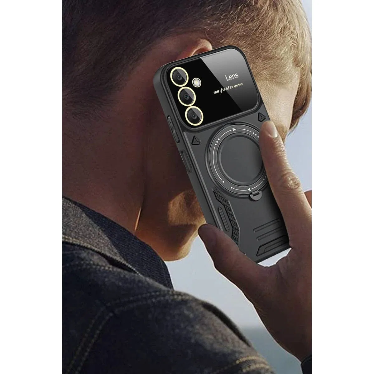Samsung Galaxy A36 Kılıf Joy Lens Standlı Kapak - Siyah
