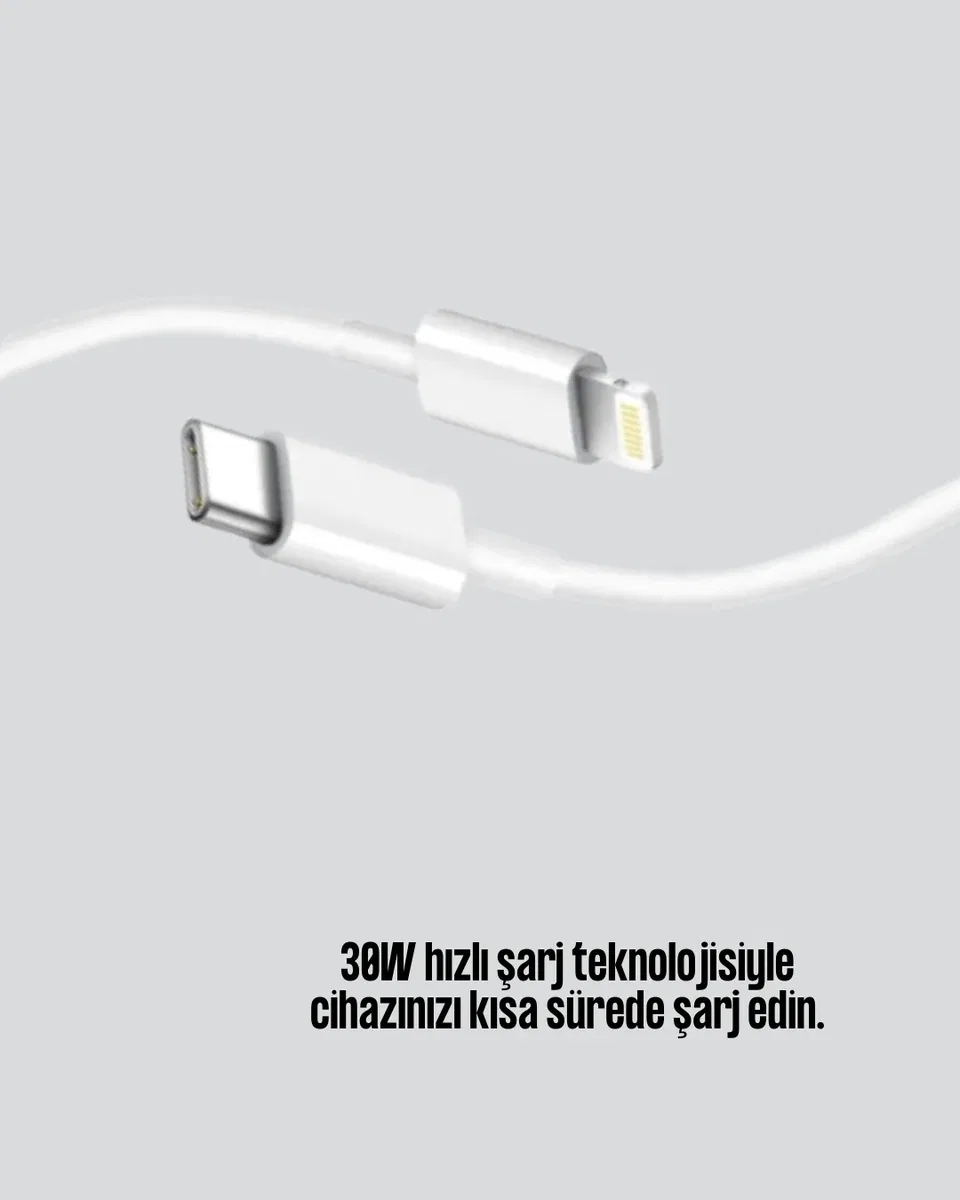 Orijinal Kalite 30W Type-C Lightning Hızlı Şarj Kablosu – 1. 2m Dayanıklı