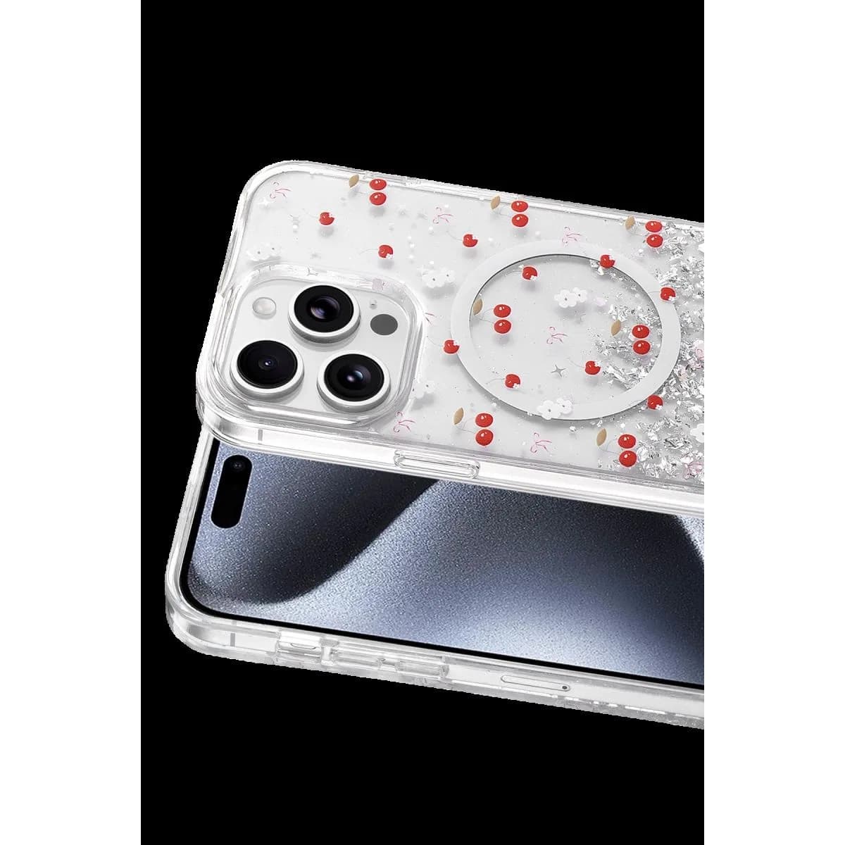 Onegif Apple İphone 15 Pro Max Misk Simli Magsafe Kapak - Desen 5