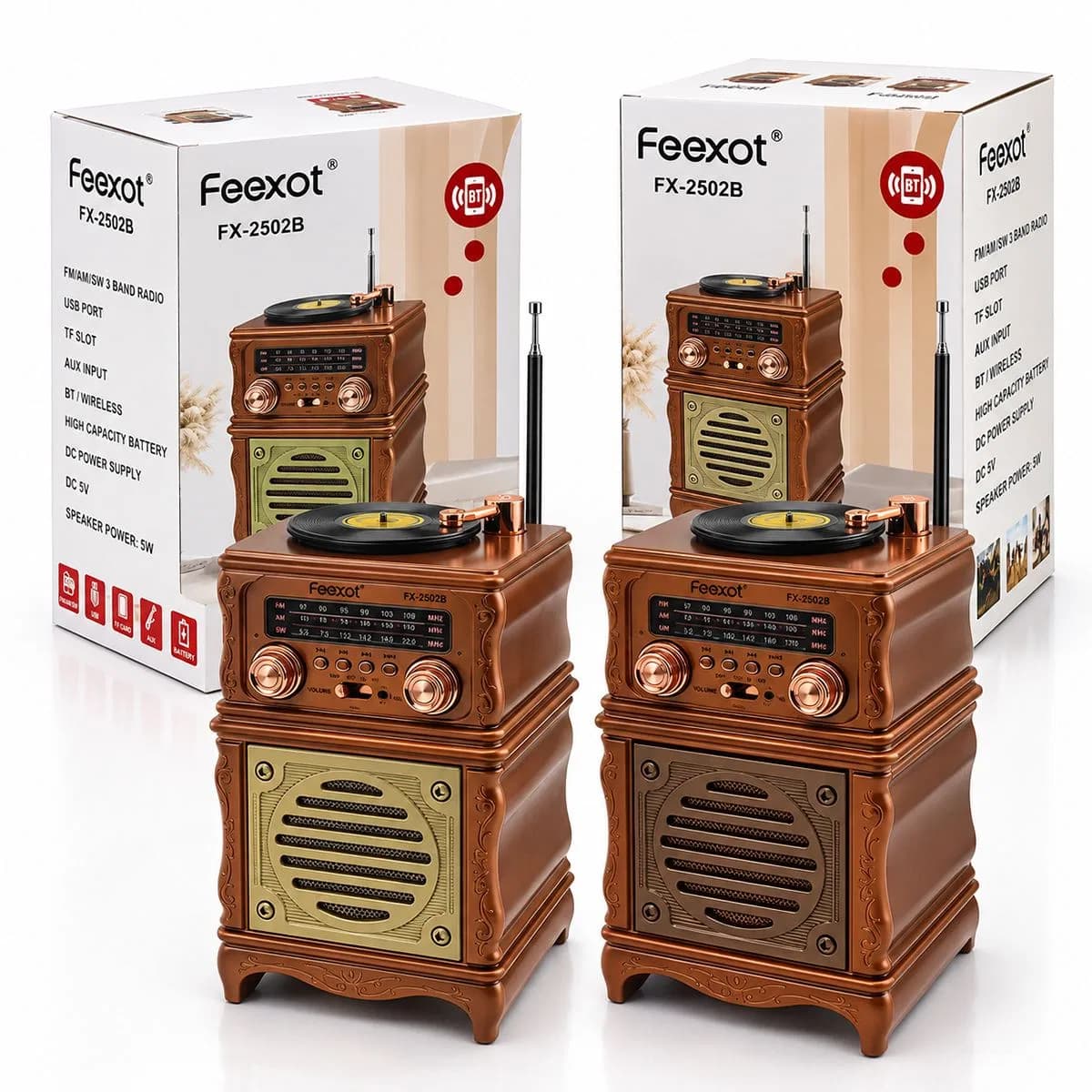 Retro Radyo Hoparlör AM FM SW Bluetooth USB Type-C Şarjlı