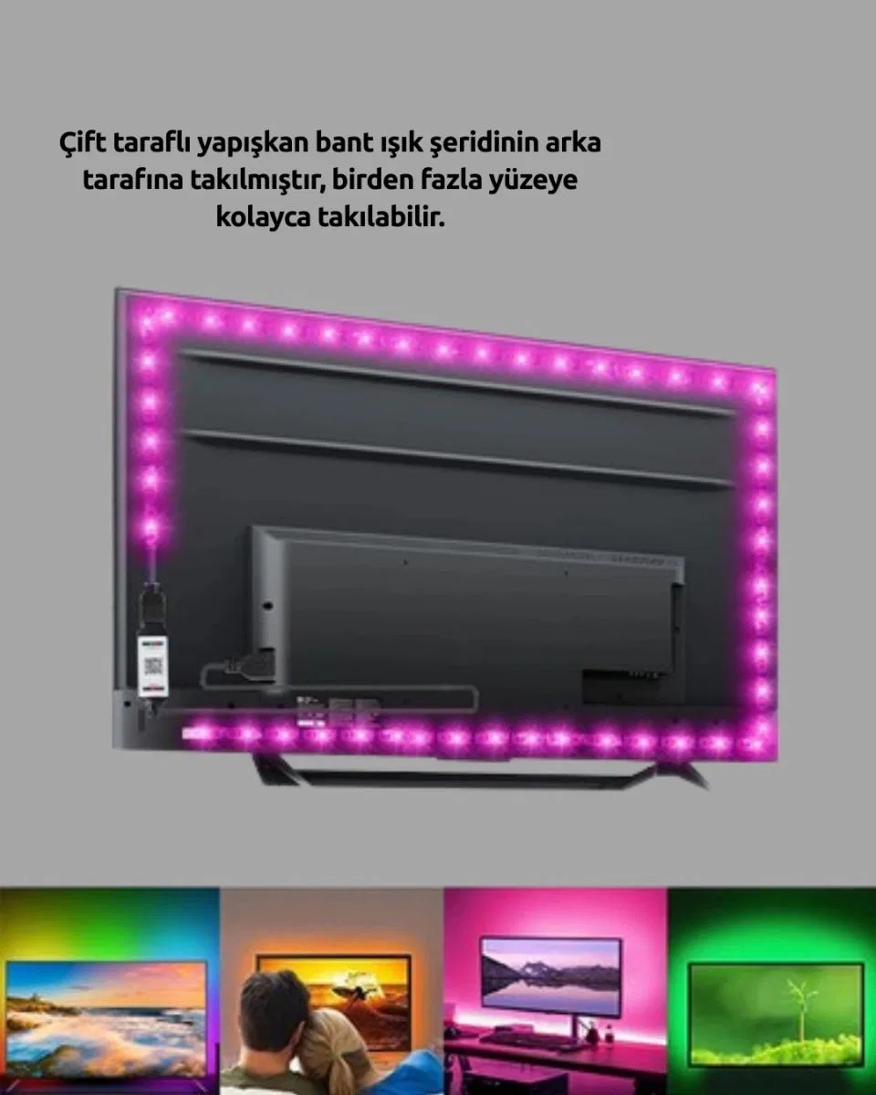 Müzikle Senkronize Led Şerit Tv Aydınlatma Yeni Nesil