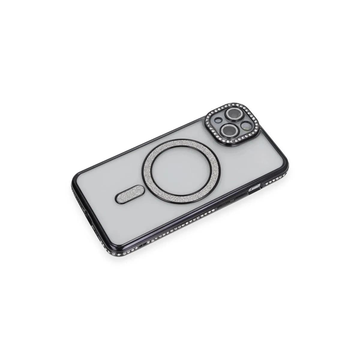 Apple İphone 13 Kılıf Joke Simli Magneticsafe Kılıf - Siyah
