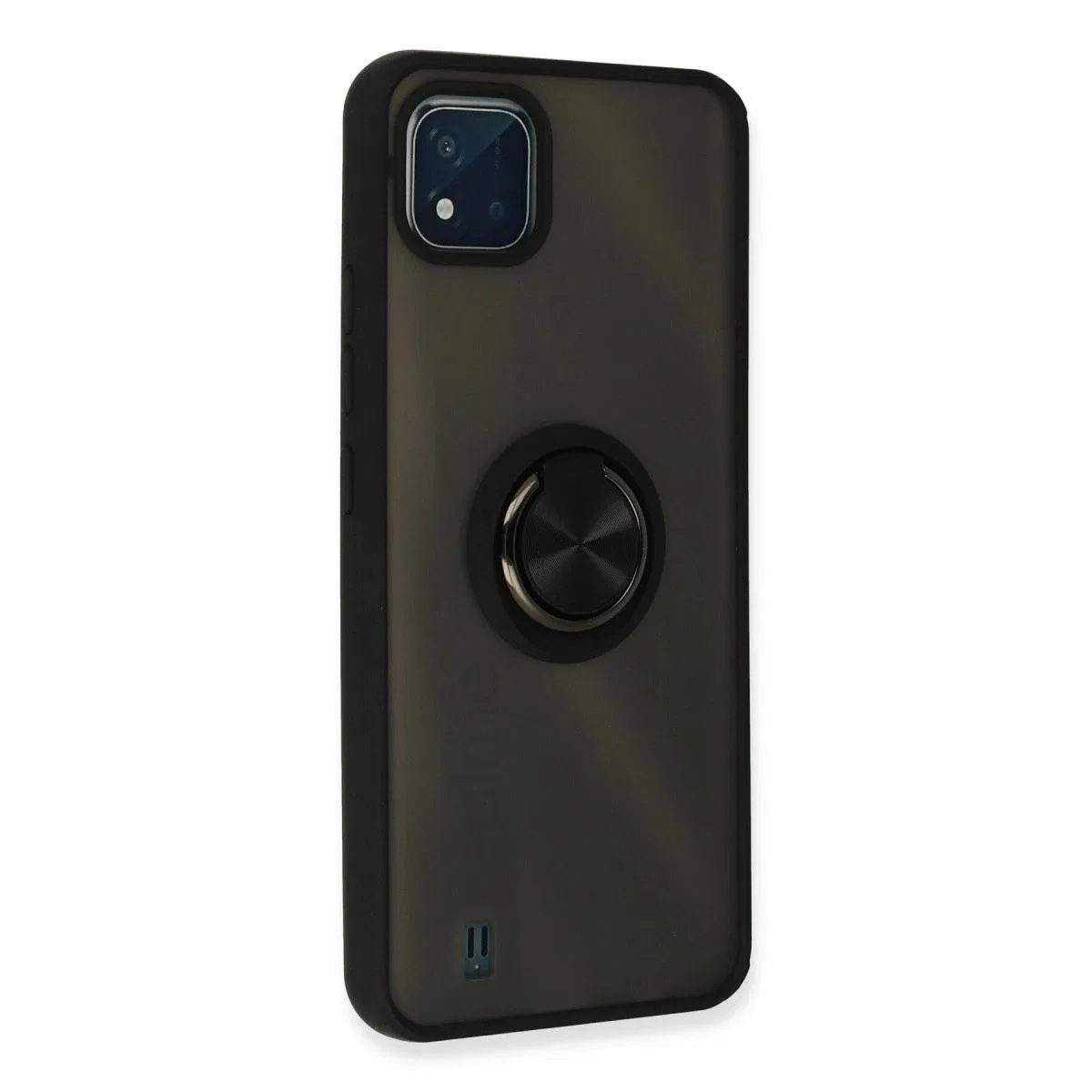 Realme C11 2021 Kılıf Montreal Yüzüklü Silikon Kapak - Siyah