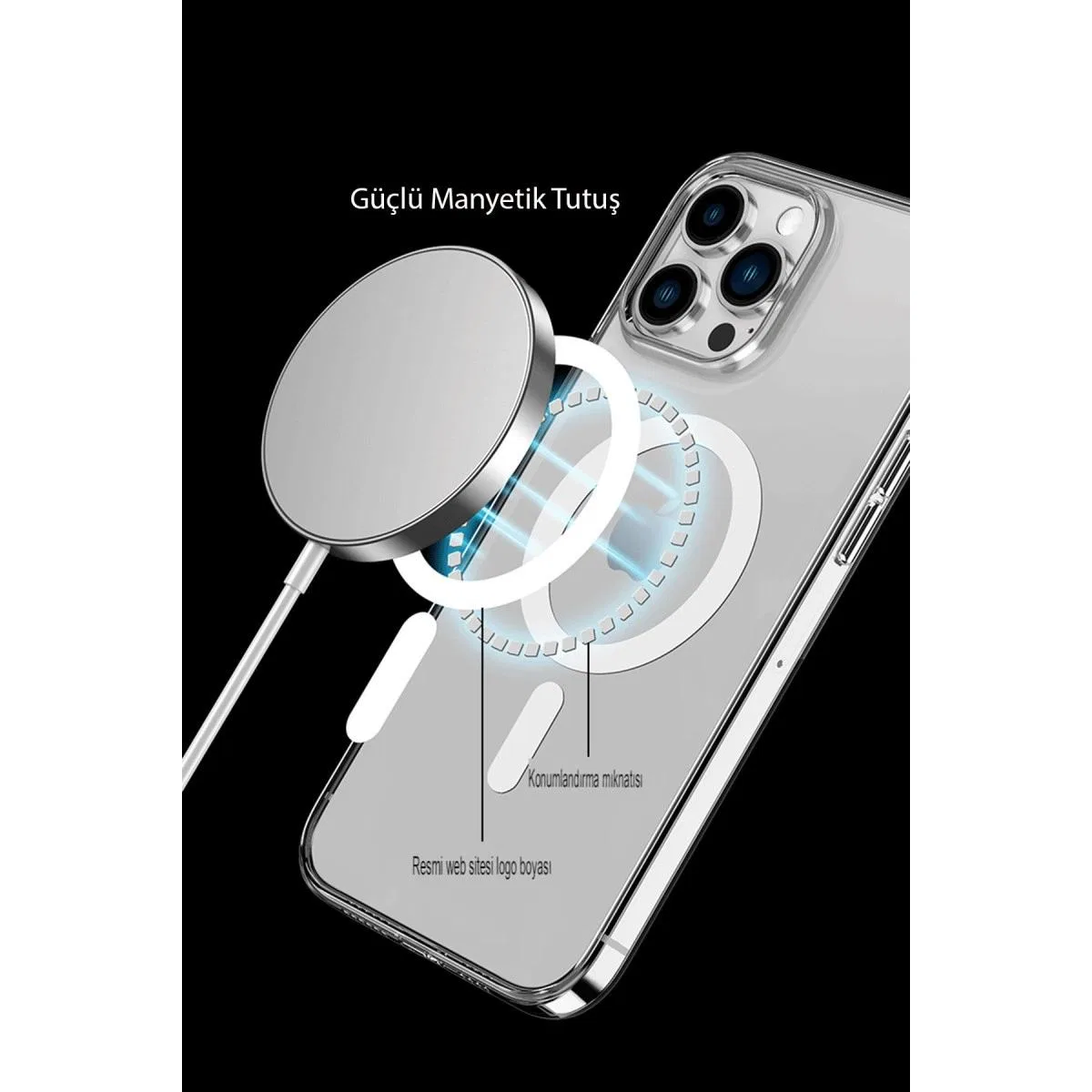 Apple İphone 14 Pro Max Kılıf Tron Şeffaf Magsafe Kapak - Mavi