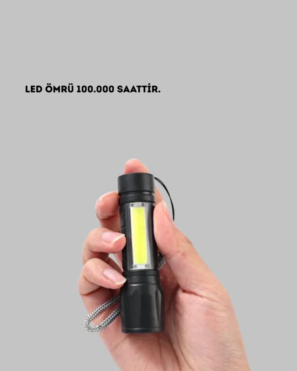 Ultra Dayanıklı 4 Mod Şarjlı Işıldak | Suya Ve Darbeye Dayanıklı | 100. 000 Saat Led Ömrü