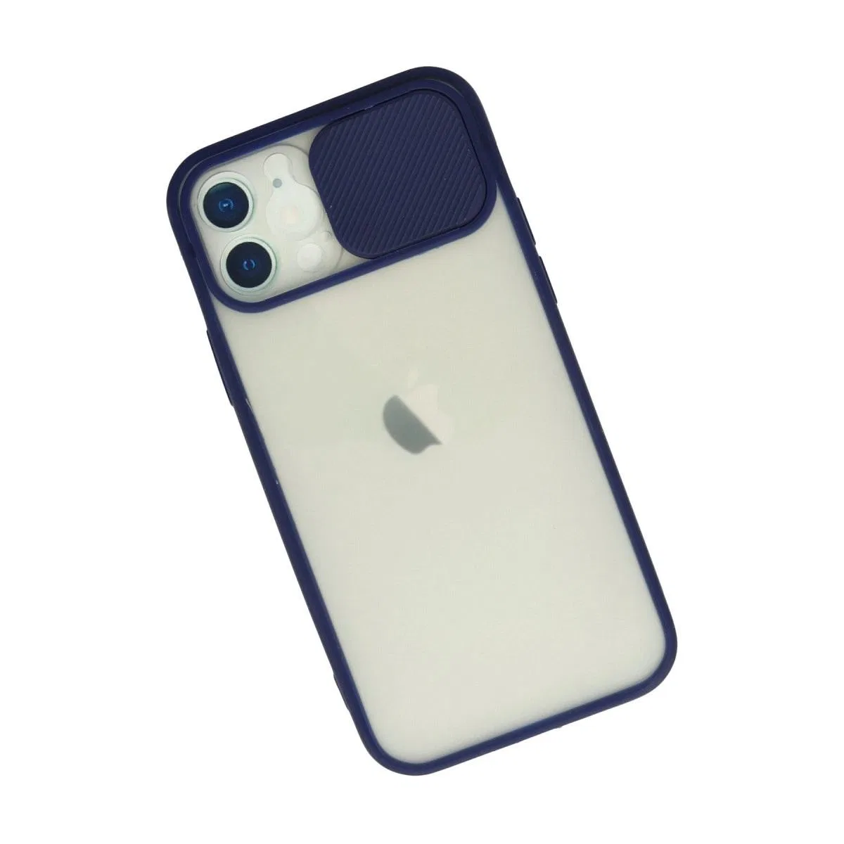 Apple İphone 12 Kılıf Palm Buzlu Kamera Sürgülü Silikon - Lacivert