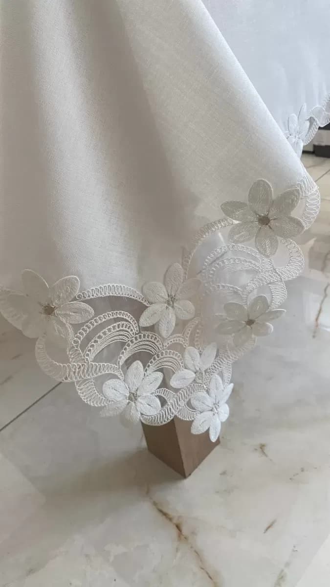 Sofra Takımı Evita Gardenya Keten Yemek Takımı 160x260 Masa Seti 26 Parça Runner Set Krem