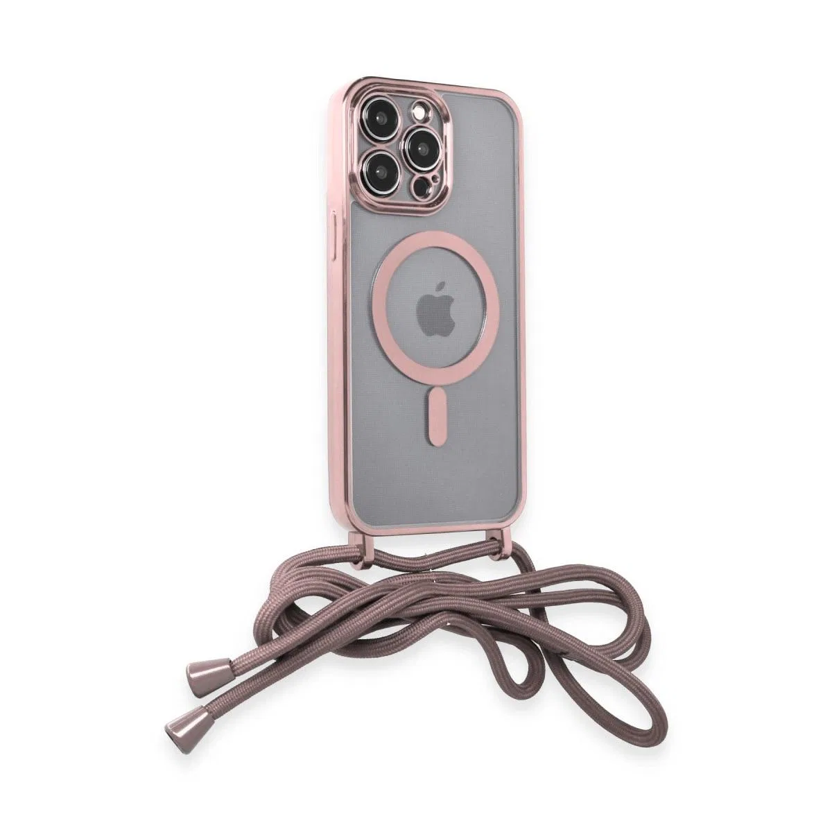 Apple İphone 12 Pro Max Kılıf Divo Lazer Askılı Magsafe Kapak - Pembe