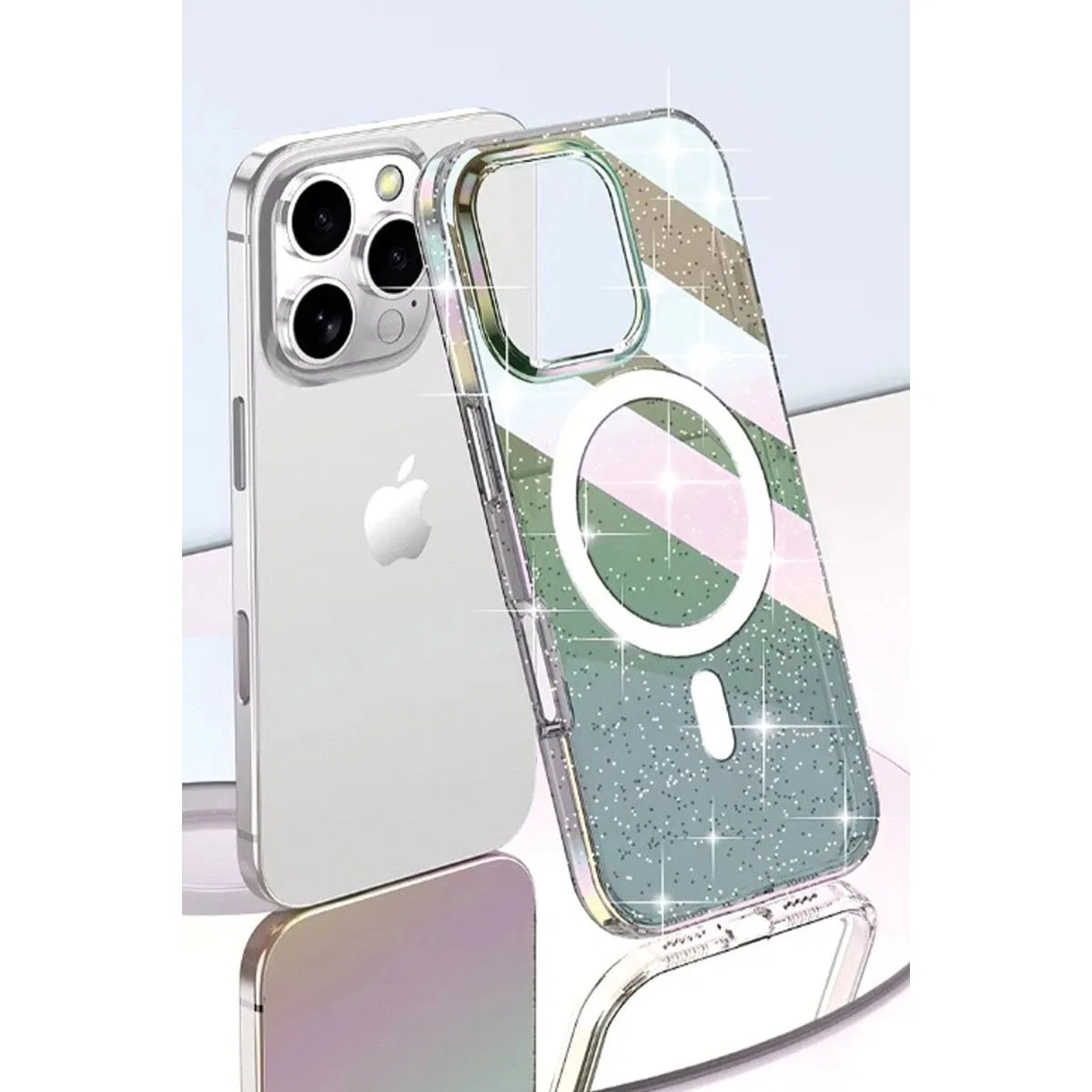 Joko Apple İphone 14 Pro Max Rasasi Simli Magsafe Kapak - Şeffaf