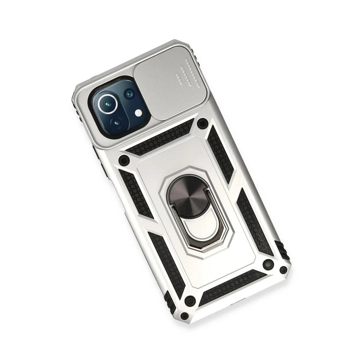 Xiaomi Mi 11 Lite Kılıf Pars Lens Yüzüklü Silikon - Gümüş