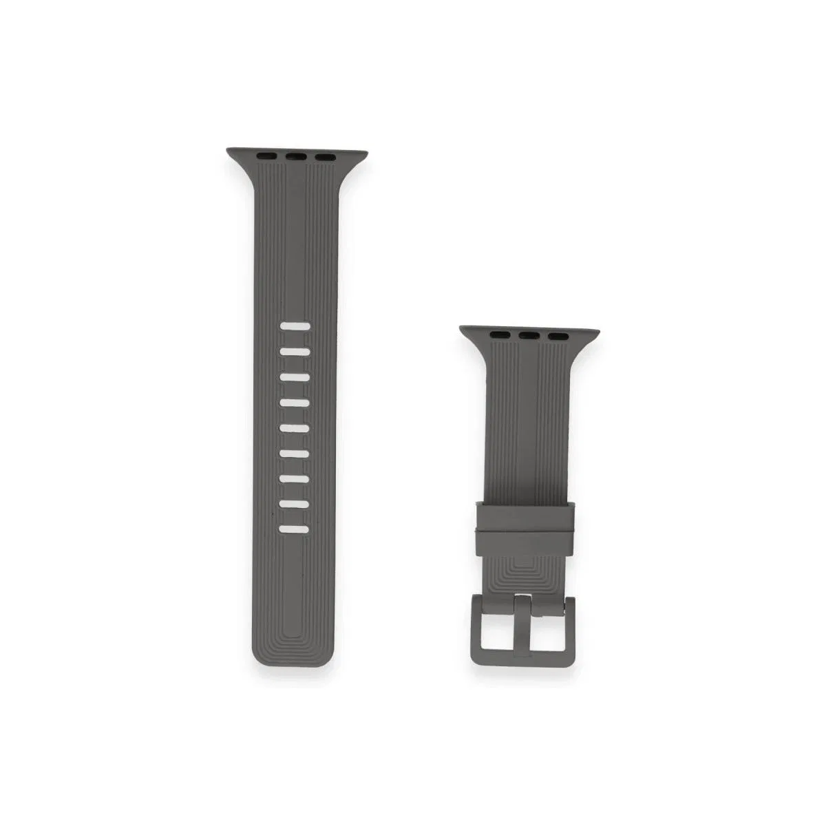 Apple Watch 38mm Kr408 Çizgili Silikon Kordon - Koyu Gri