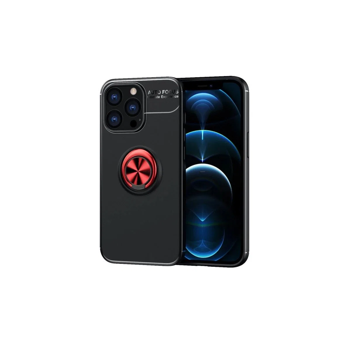 Apple İphone 13 Pro Kılıf Range Yüzüklü Silikon - Siyah-kırmızı