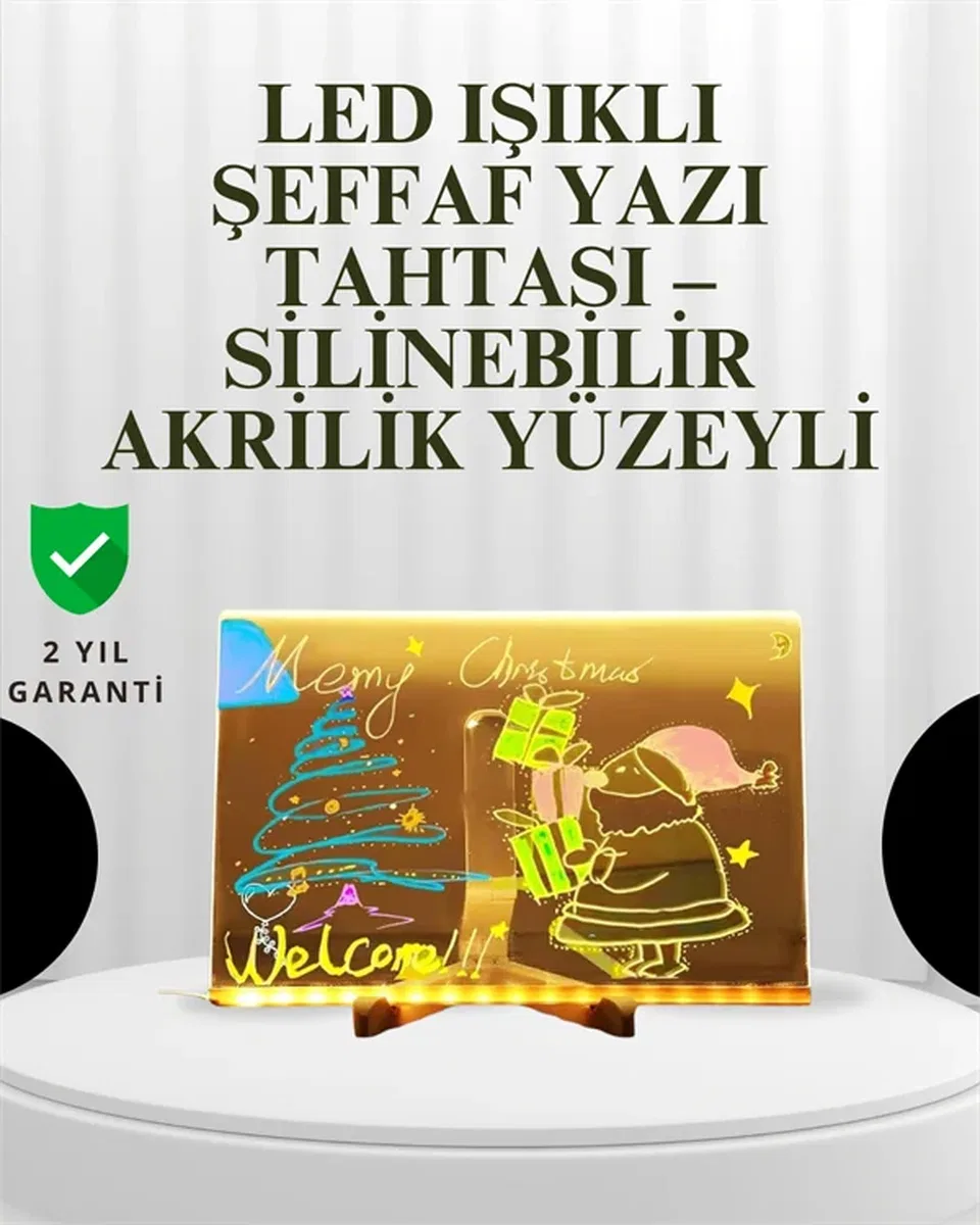Dekoratif LED Yazı Tahtası – Silinebilir, Neon Kalemli, Planlama ve Hatırlatma İçin İdeal