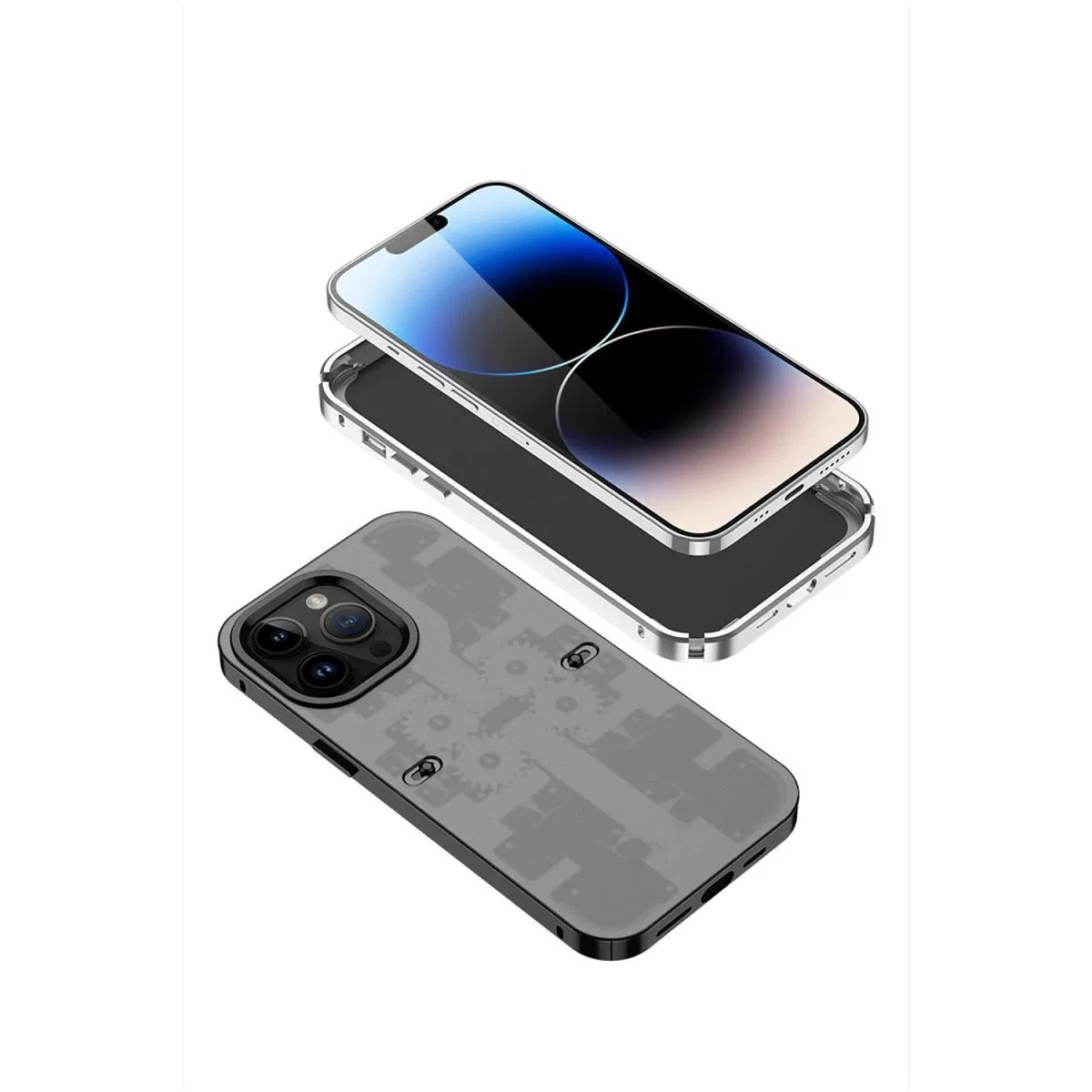 Apple İphone 14 Pro Max Kılıf Mekanik Bumper Kapak - Gold