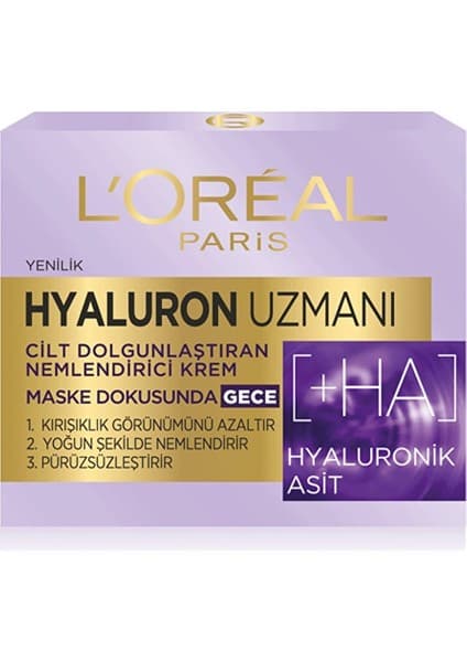 Yüz Bakim Kremi & Hyaluron Uzmani, Dolgunlaştıran, Nemlendirici,hyaluronik Asit Gece Bakim Kremi 50ML